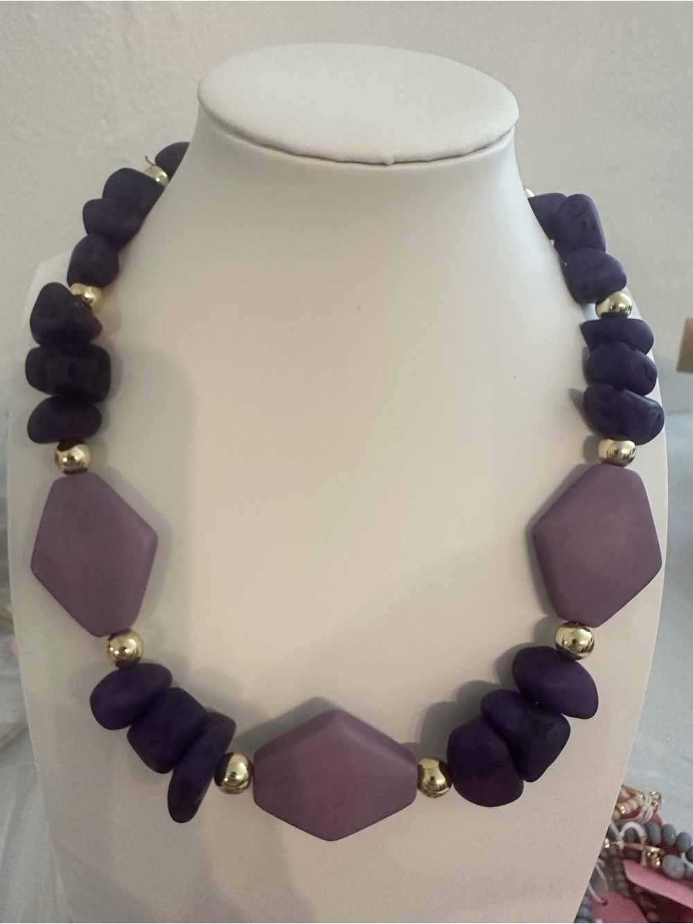 Purple Statement Beaded Necklace by